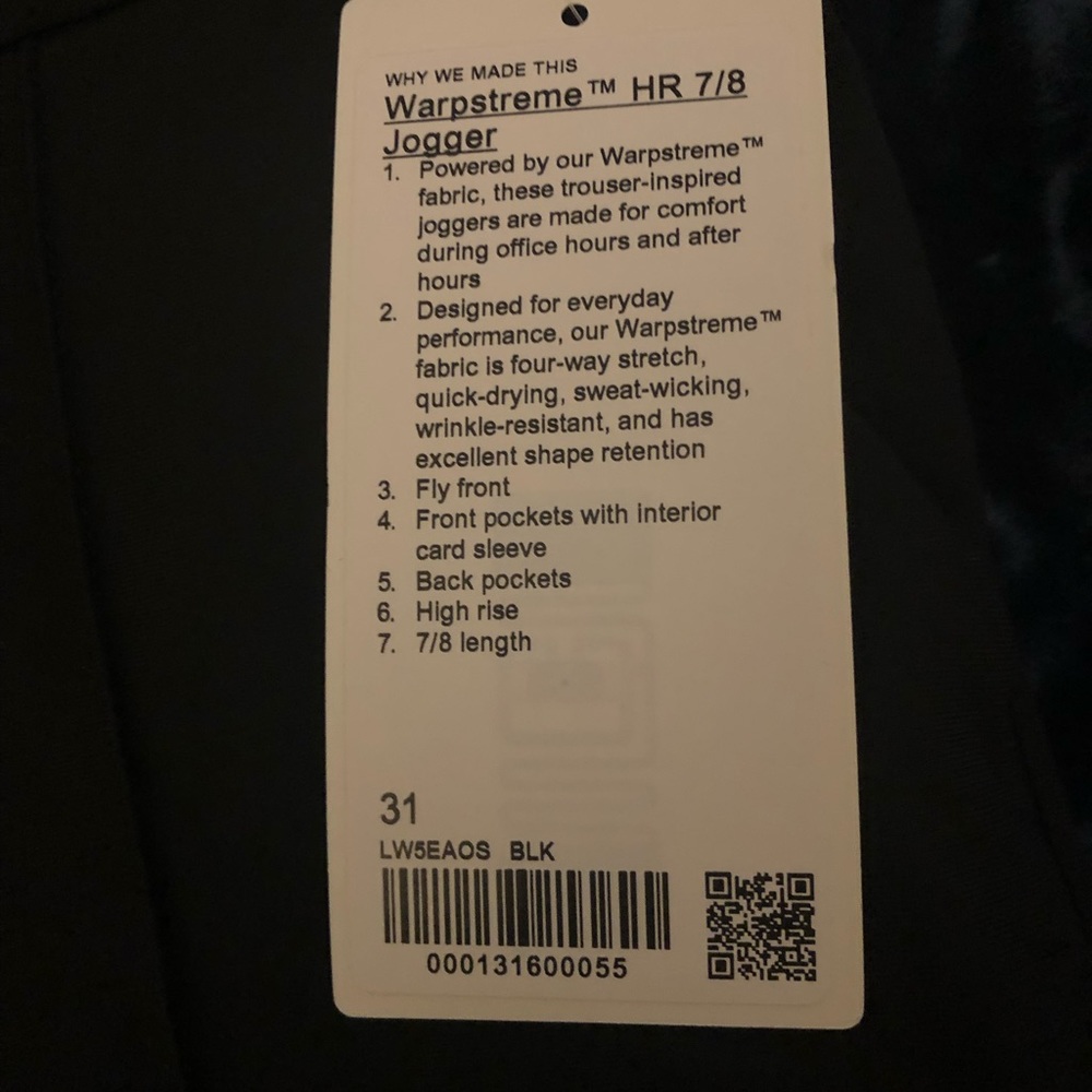 lululemon warpstreme HR 7/8 jogger